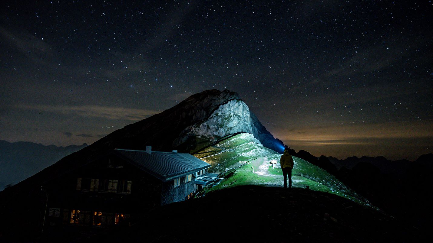 Reither Spitze bei Nacht, Noerdlinger Huette - Karwendel Hoehenweg Etappe
